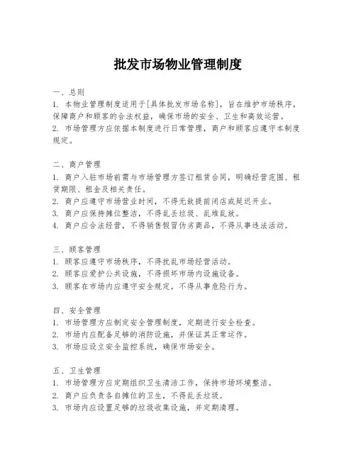 批发市场物业管理制度