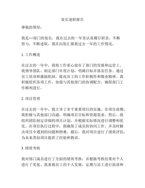 处长述职报告