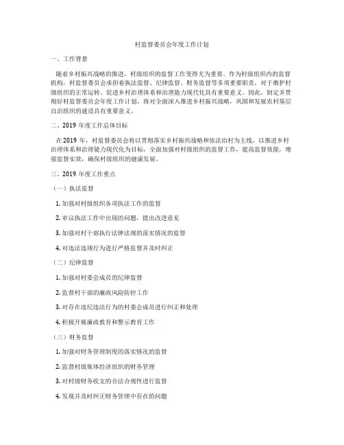 村监督委员会年度工作计划