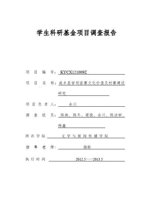 咸丰县苗寨调研报告