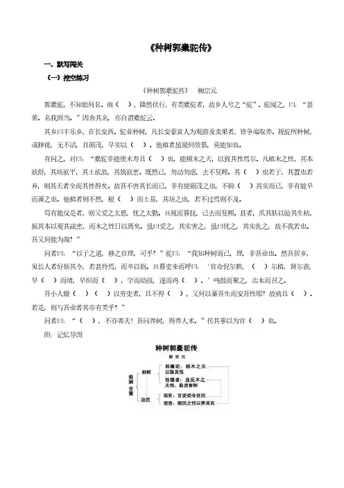 高考语文一轮专项复习练习卷-古诗文阅读-《种树郭橐驼传》(含解析)