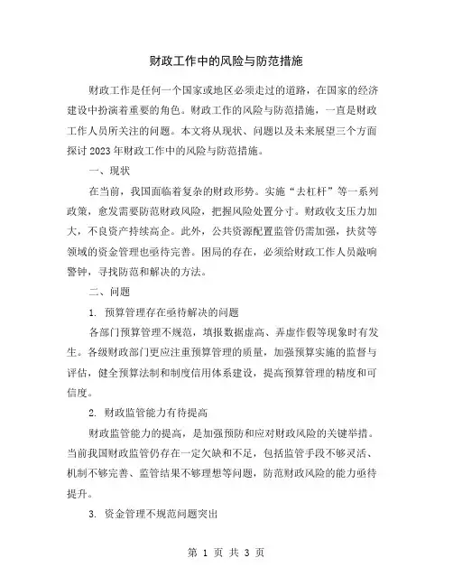 财政工作中的风险与防范措施