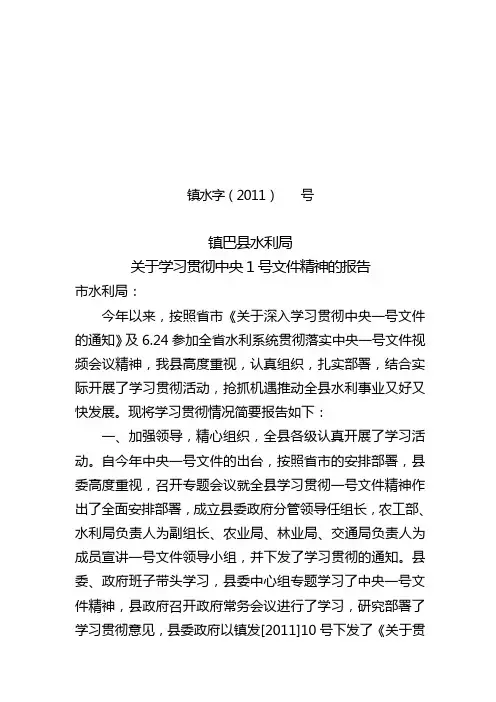 贯彻落实一号文件汇报材料