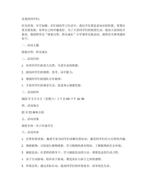 小学课外实践活动的文案