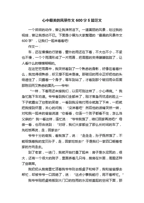 心中最美的风景作文600字5篇范文
