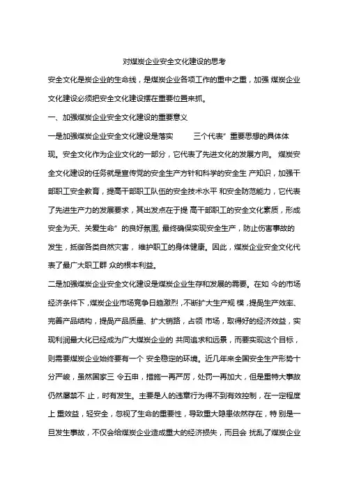 对煤炭企业安全文化建设的思考