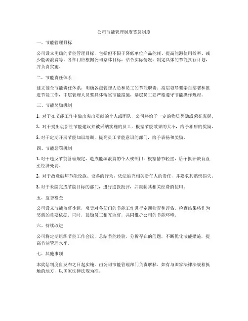 公司节能管理制度奖惩制度