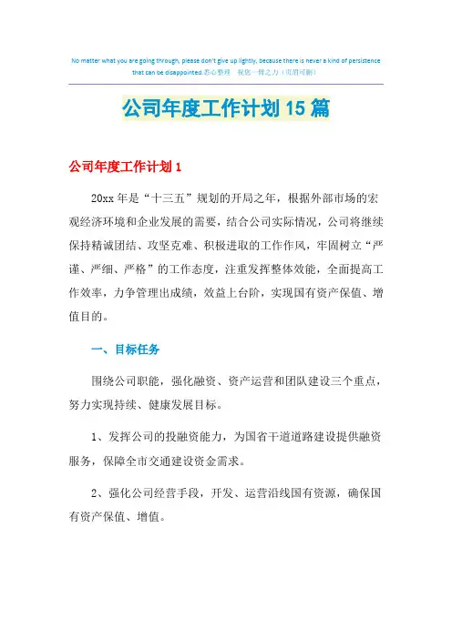 2021年公司年度工作计划15篇