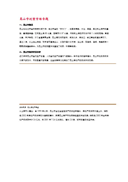 【房地产精品文档】昆山市别墅市场专题