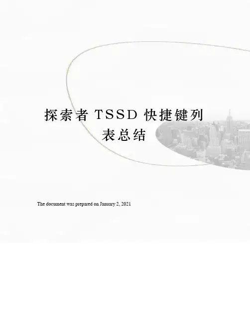 探索者TSSD快捷键列表总结