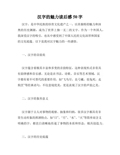 汉字的魅力读后感50字
