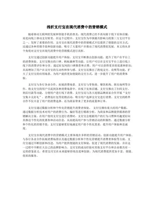 浅析支付宝在现代消费中的营销模式
