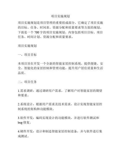 项目实施规划