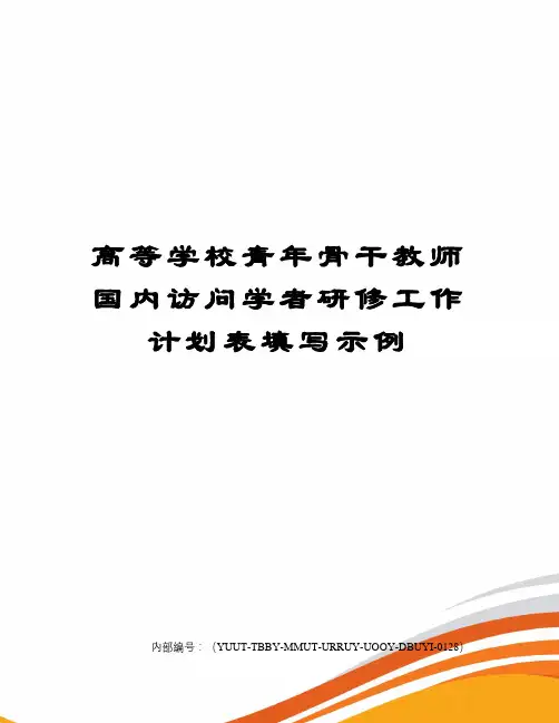 高等学校青年骨干教师国内访问学者研修工作计划表填写示例