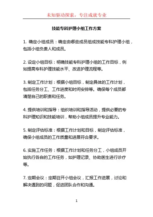 技能专科护理小组工作方案 (7)