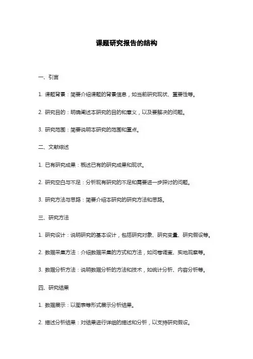 课题研究报告的结构