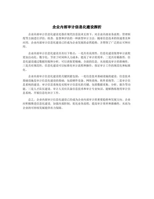 企业内部审计信息化建设探析