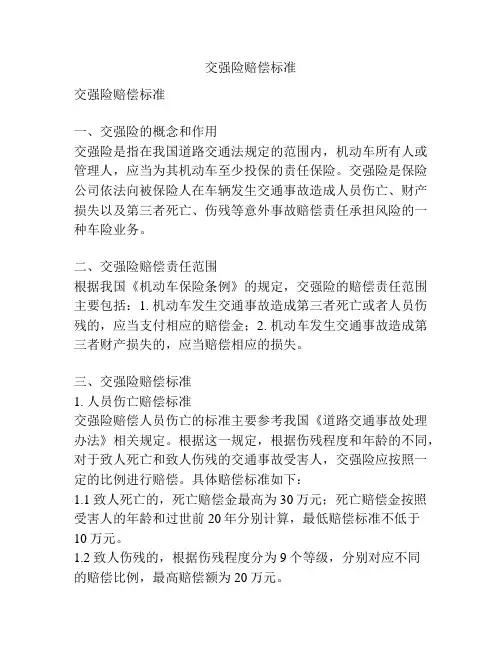 交强险赔偿标准