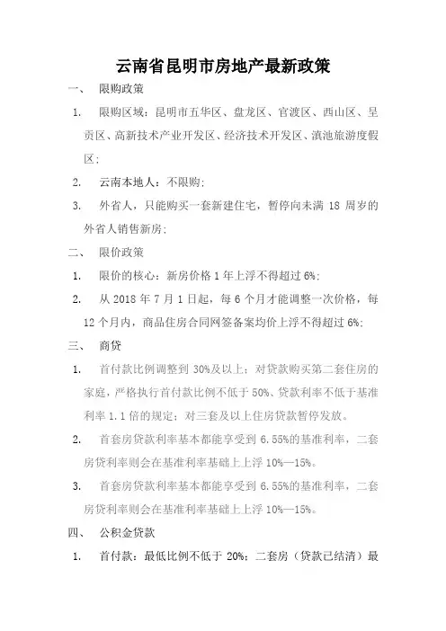 云南省昆明市房地产最新政策