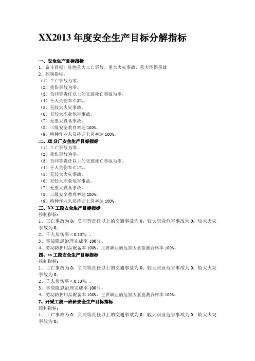 2013年度安全生产目标书