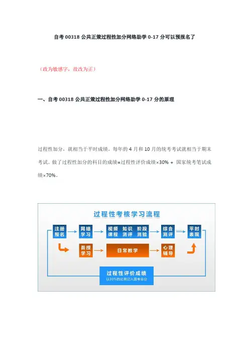 自考00318公共正策过程性加分网络助学0-17分可以预报名了