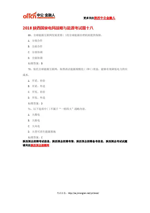 2018陕西国家电网战略与能源考试题十八