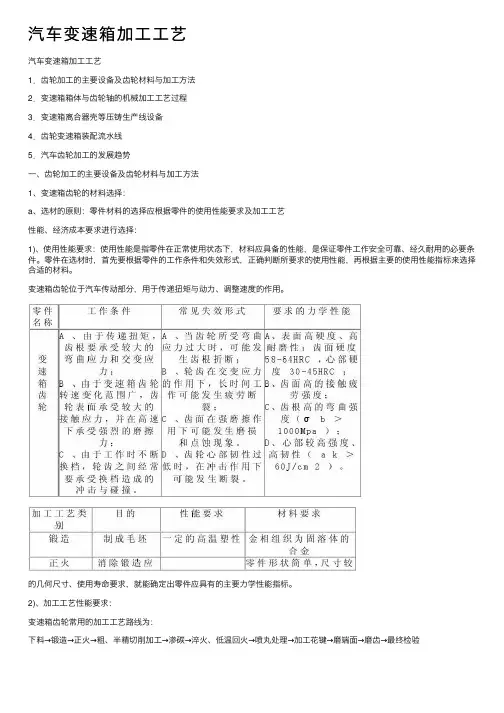 汽车变速箱加工工艺