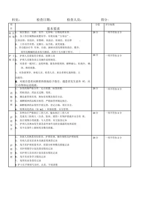 二级医院护理质量考核标准(定版)