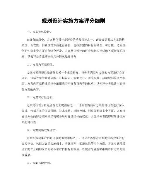 规划设计实施方案评分细则