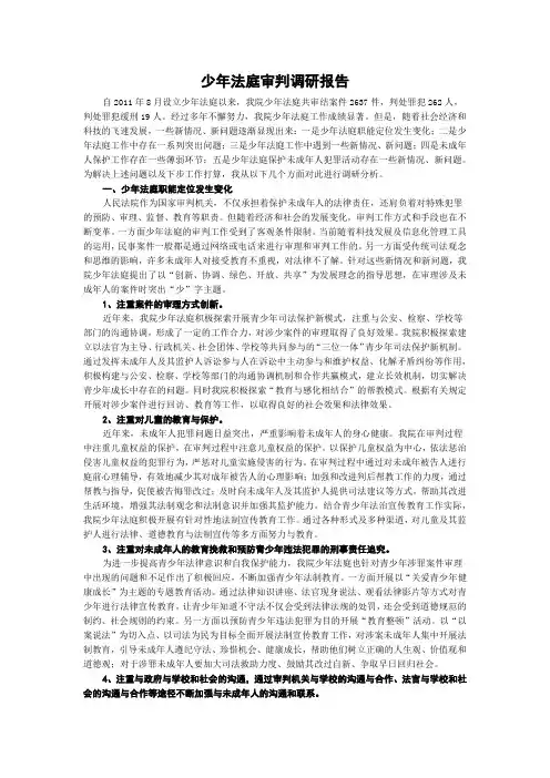 少年法庭审判调研报告