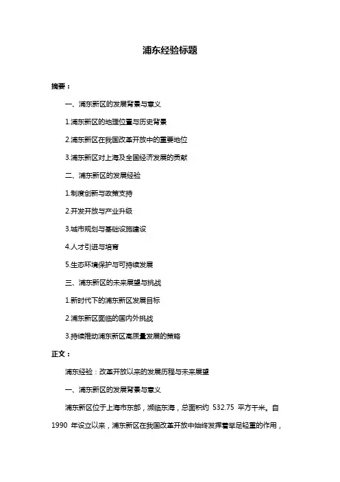 浦东经验标题