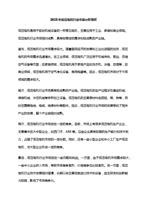 2023年低压电机行业市场分析现状