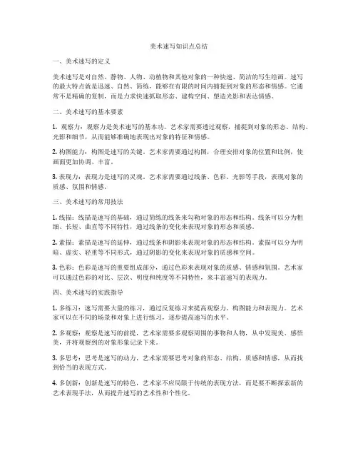 美术速写知识点总结