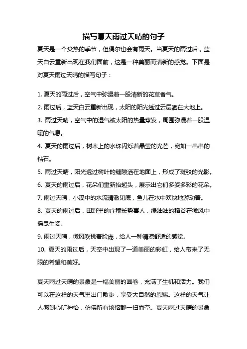 描写夏天雨过天晴的句子
