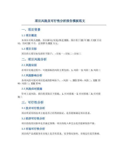 项目风险及可行性分析报告模板范文