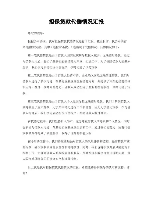 担保贷款代偿情况汇报
