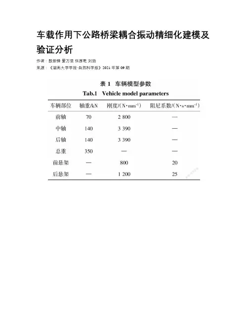 车载作用下公路桥梁耦合振动精细化建模及验证分析