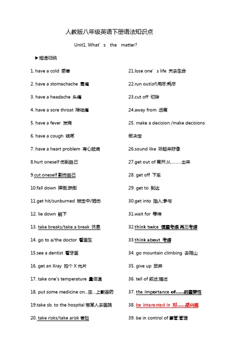 Unit1语法知识点梳理人教版英语八年级下册