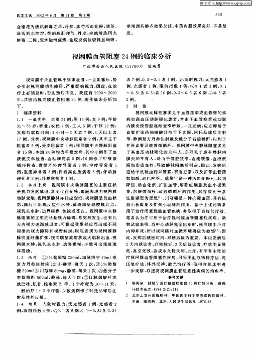 视网膜血管阻塞24例临床分析