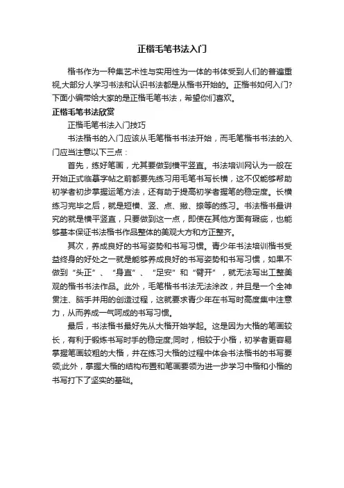 正楷毛笔书法入门
