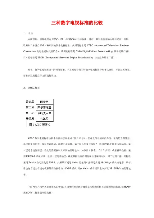 三种数字电视标准的比较