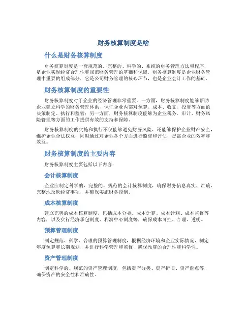 财务核算制度是啥