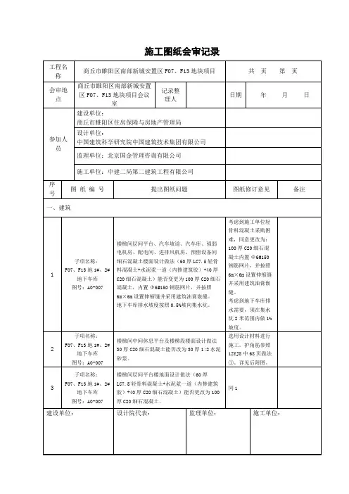 图纸会审记录表格(12-20)