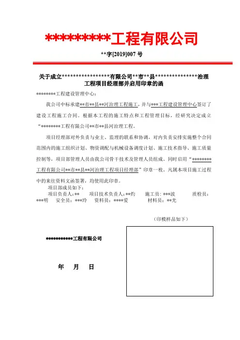 项目章启用函