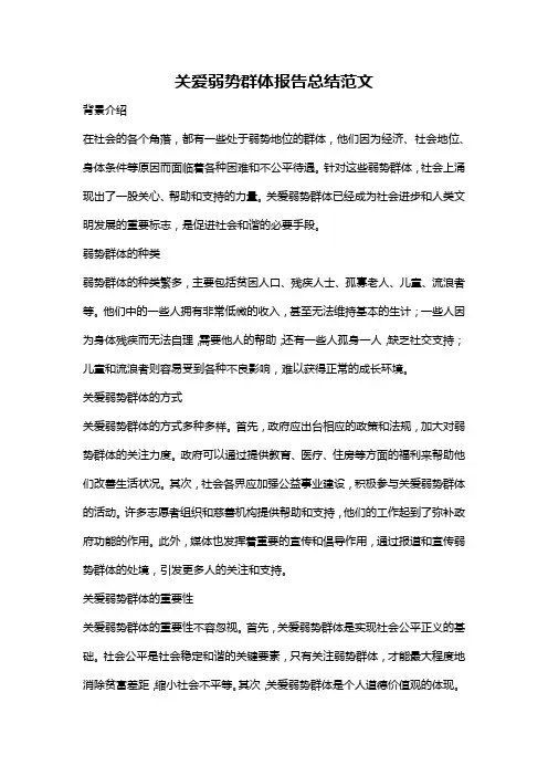 关爱弱势群体报告总结范文