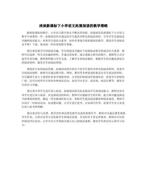 浅谈新课标下小学语文拓展阅读的教学策略