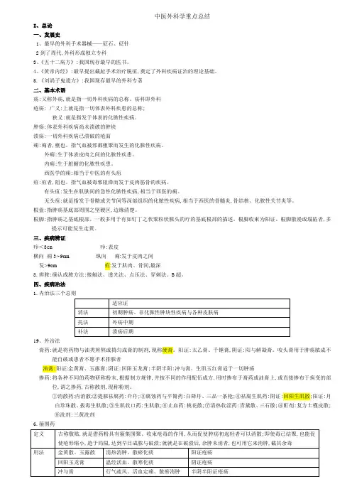 中医外科学重点总结