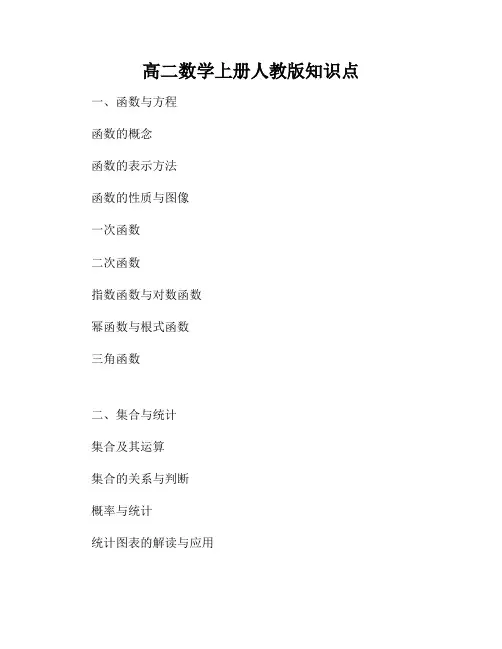 高二数学上册人教版知识点