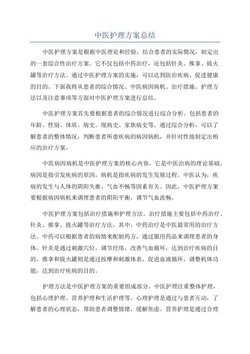 中医护理方案总结