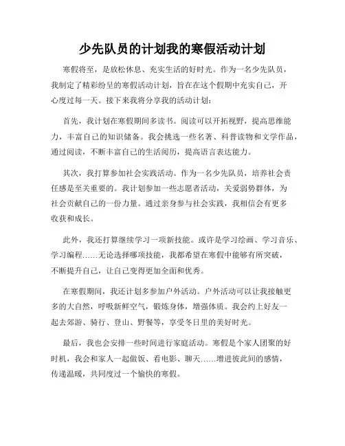 少先队员的计划我的寒假活动计划